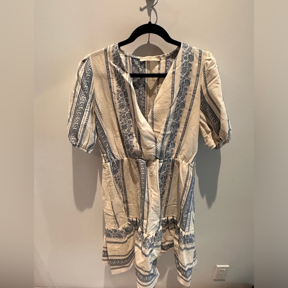 Rinasciemento beige & blue summer dress - Picture 3 of 5